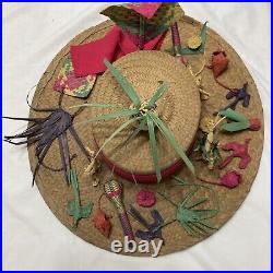 Rare Vintage Mademoiselle Hand Crafted Straw Hat Nassau Bahamas