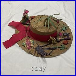 Rare Vintage Mademoiselle Hand Crafted Straw Hat Nassau Bahamas