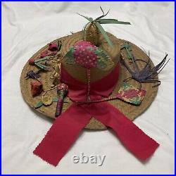 Rare Vintage Mademoiselle Hand Crafted Straw Hat Nassau Bahamas