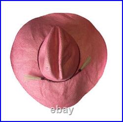 Rare Vintage Polo Ralph Lauren Pink Women's Straw Cowboy Hat Western Made In USA