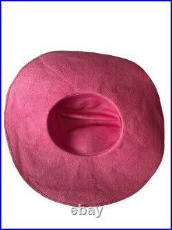 Rare Vintage Polo Ralph Lauren Pink Women's Straw Cowboy Hat Western Made In USA