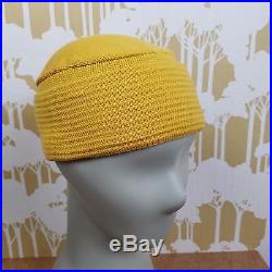 Rare Vintage YSL Yves Saint Laurent 70's Yellow Wool Knit Cap Hat EUC Never Worn