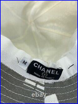 Rare Vtg Chanel Gray Window Print Hat