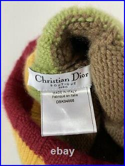 Rare Vtg Christian Dior By John Galliano Brown Rasta Logo Beanie