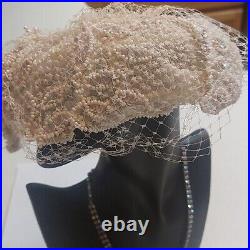 Rare White Beaded and Lace Vintage hat
