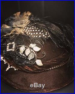 Rhinestone Eyes One of a Kind Reconstructed And Upcycled Vintage Facinator Hat