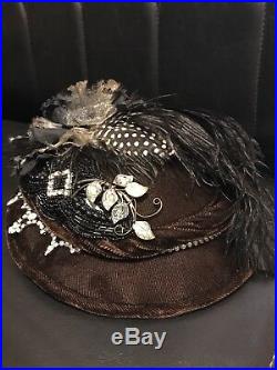 Rhinestone Eyes One of a Kind Reconstructed And Upcycled Vintage Facinator Hat