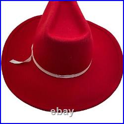 Rockmount Ranchwear Cowgirl Hat Vintage Womens Red Fitted Wide Brim Size 6 7/8