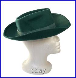 Salvatore Feragamo Womens Western Wool Felt Hat Green Vintage Small