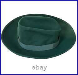 Salvatore Feragamo Womens Western Wool Felt Hat Green Vintage Small