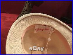 Schiaparelli Straw Hat Vintage Tall Beach Mod Vintage Tilt Tall Crown 5 Gallon