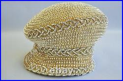 Shellie McDowell Millinery Gold Beaded Jeweled Gem Ladies Church Derby Crown Hat
