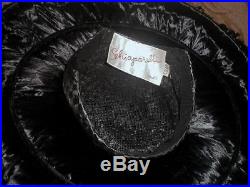Special 1950s SCHIAPARELLI WIDE BRIM Platter HAT Black Burning Embers PARIS VG