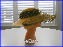 Spectacular Vintage Straw Picture Hat withorig Box and Receipt 1945 Mint Condition