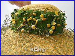 Spectacular Vintage Straw Picture Hat withorig Box and Receipt 1945 Mint Condition