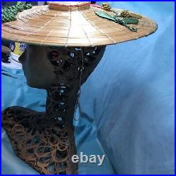 Straw hat vintage Made In Italy 1940s 40s Raffia Bamboo Tilt Top Novelty Saucer