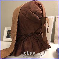 Stunning Antique Silk Winter Hood Hand-quilted Victorian Likely 1860s