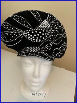 Stunning Black Rhinestone George Zamaul Dress Hat