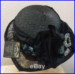 Stunning Edwardian Early 1920s Large Wire Lace Brimmed Straw Cloche Hat