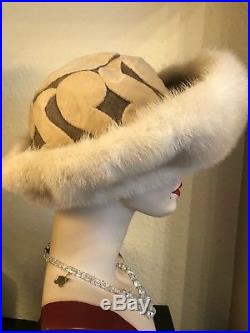 Stunning True Vintage 1960s Ellis Barker Blonde Mink Brim Fur Hat