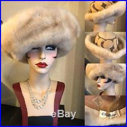 Stunning True Vintage 1960s Ellis Barker Blonde Mink Brim Fur Hat