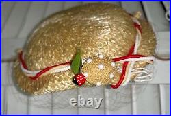 Stunning Vintage Straw Ladybug Hat Decorative Prop Theater