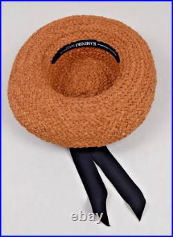 Sun Hat VTG 80s Helen Kaminski Raffia Handmade Dark Tea Color Medium Brim S/M