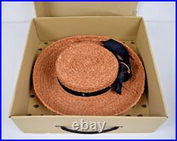 Sun Hat VTG 80s Helen Kaminski Raffia Handmade Dark Tea Color Medium Brim S/M