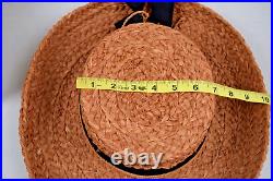 Sun Hat VTG 80s Helen Kaminski Raffia Handmade Dark Tea Color Medium Brim S/M