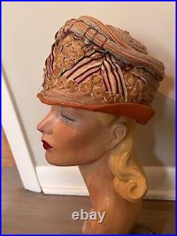 Superb! Authentic Vintage Flapper Hat, charming 1920s Straw, velvet, ribbon