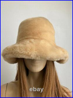 Susanna Wood Hat Vintage Women's Fur Bucket Hat Winter Hat Made in England