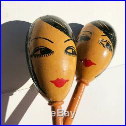 Sweet Pair German Hand Painted Hat Stands 1920's