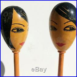 Sweet Pair German Hand Painted Hat Stands 1920's