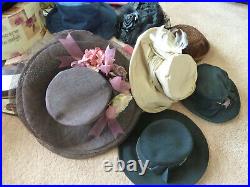 TEN (10) Hats Wholesale Lot Woman's Vintage Stye Hats Some are HANDMADE