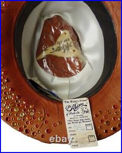 TONY ALAMO-NWT 1980s Jeweled Leather Patchwork Western Hat