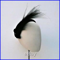 TRUE VINTAGE 1950s BRIGHTS of BOURNEMOUTH Black Felt JULIETTE Cap Feather Hat