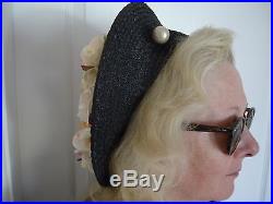 True Vintage 1930s 1940s 1950s Navy Hat with Original vintage US labels