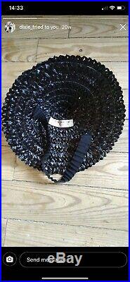 True Vintage 1940 Black Foldable French Raffia Hat