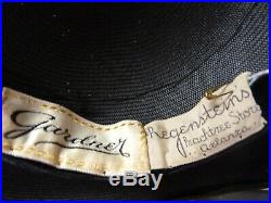 True Vintage ladies 1950's black platter hat, wide brim, glamour, New Look