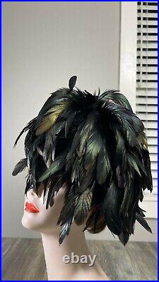 Unbranded Womens Pill Box Style Hat Adorned in Feathers One Size