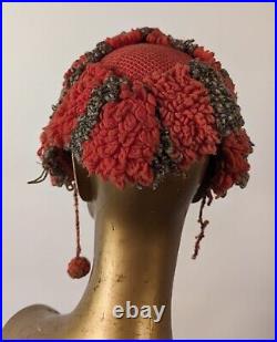 Unusual CIVIL War Era 1860's Hand Knit Bonnet Hat