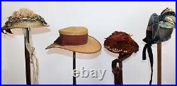 VICTORIAN 1870 THRU 1900s LADIES BONNET HATS, LOT OF 4