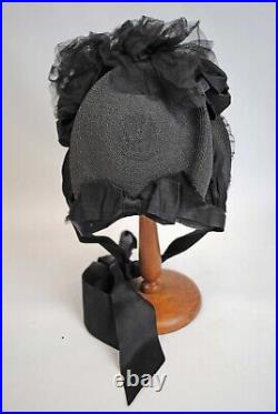 VICTORIAN LADIES WOVEN STRAW BONNET HATS, LOT OF 4, 1870 THRU 1880s