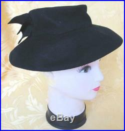 VINTAGE 1920s LADIES BLACK FELT HAT