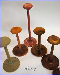 VINTAGE 1930s HAT STAND STORE DISPLAY PEDESTALS, LOT OF 7