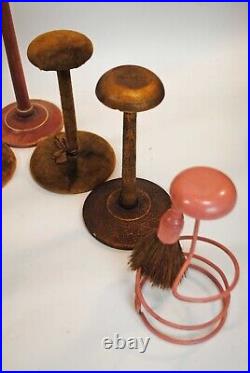 VINTAGE 1930s HAT STAND STORE DISPLAY PEDESTALS, LOT OF 7