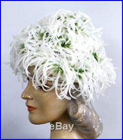 VINTAGE 1950s Garden Party Womens Feather Hat by Norman Durand RARE