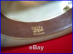 VINTAGE DOBBS WESTERN FEDORA DERBY HAT WithORIGINAL BOX CIRA 1950 TAN COLOR 7 3/8