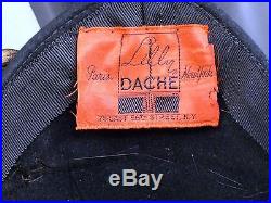 VINTAGE HAT 1930s EXTREMELY RARE RED LABEL LILLY DACHE BLACK FINE FELT TILT HAT