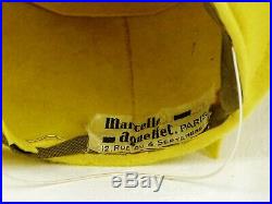 VINTAGE HAT 1940s FRENCH WWII ERA, MUSTARD YELLOW FELT HIGH TILT WITH BIG BOW